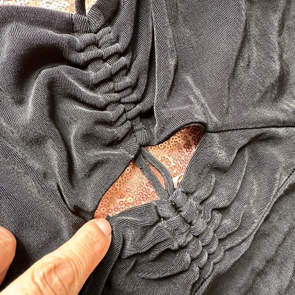 Free People Black Hypnotized Knit Black Maxi Dress Strappy Cutout Size L, Boho - Picture 9 of 11